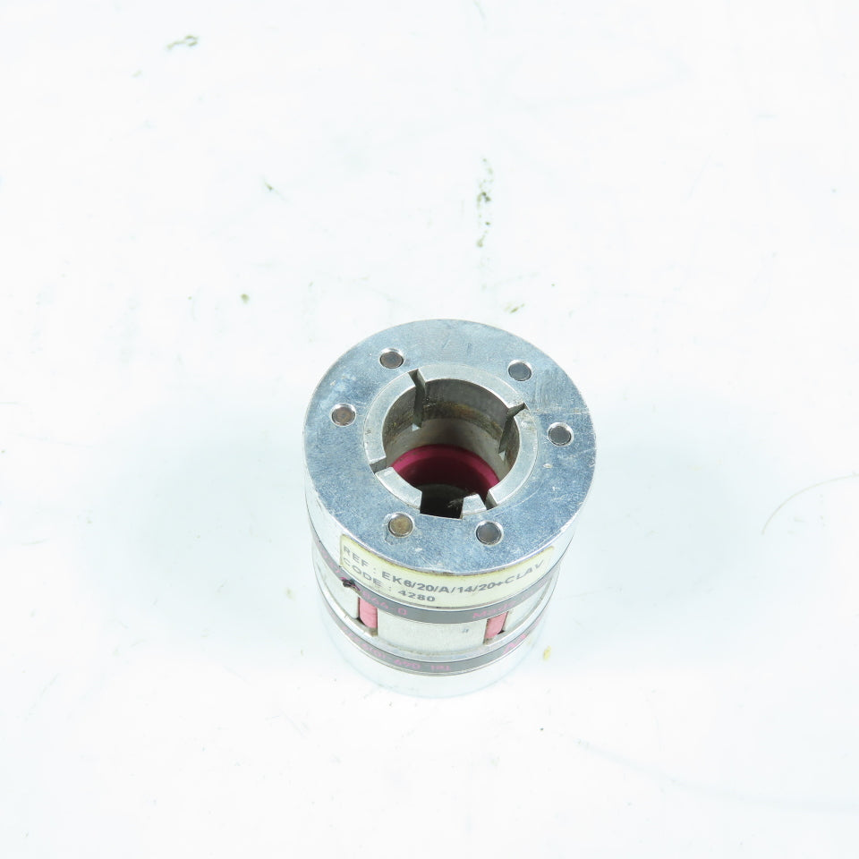 R+W 4280 EK6/20/A/14/20+CLAV Elastomer Jaw Aluminum Coupling 17mm x 20mm Bores