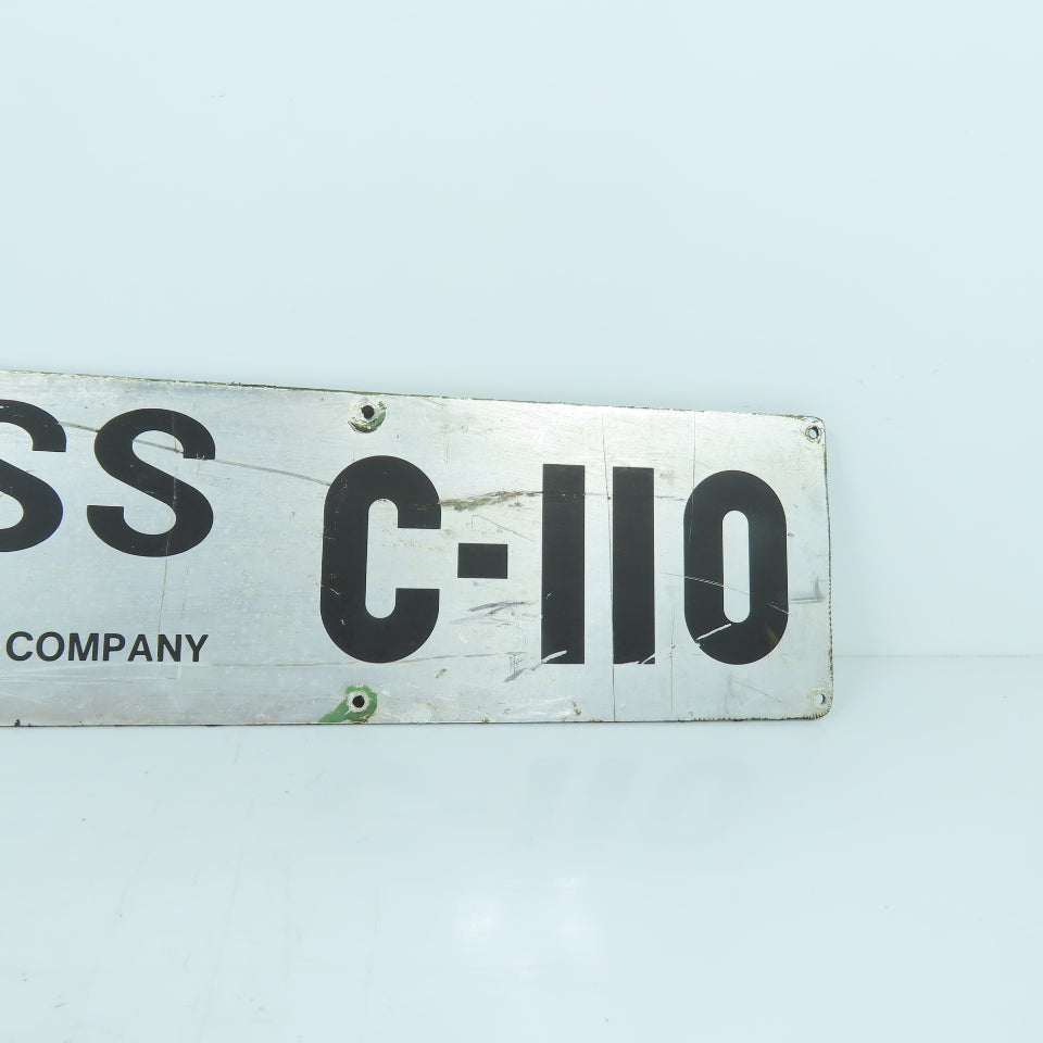 E.W. Bliss C-110 Aluminum Name Emblem Legend Logo Plate Gulf + Western 24" x 4"
