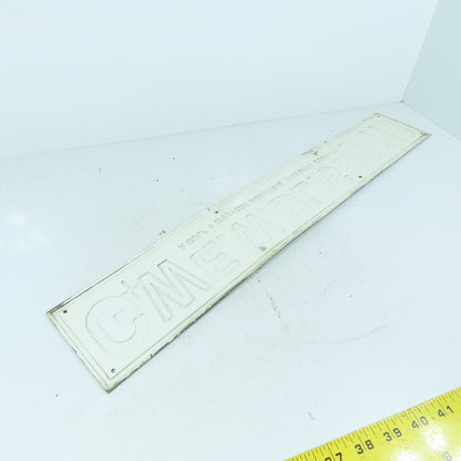 E.W. Bliss C-110 Stamped Aluminum Name Legend Logo Plate Gulf + Western 24" x 4"