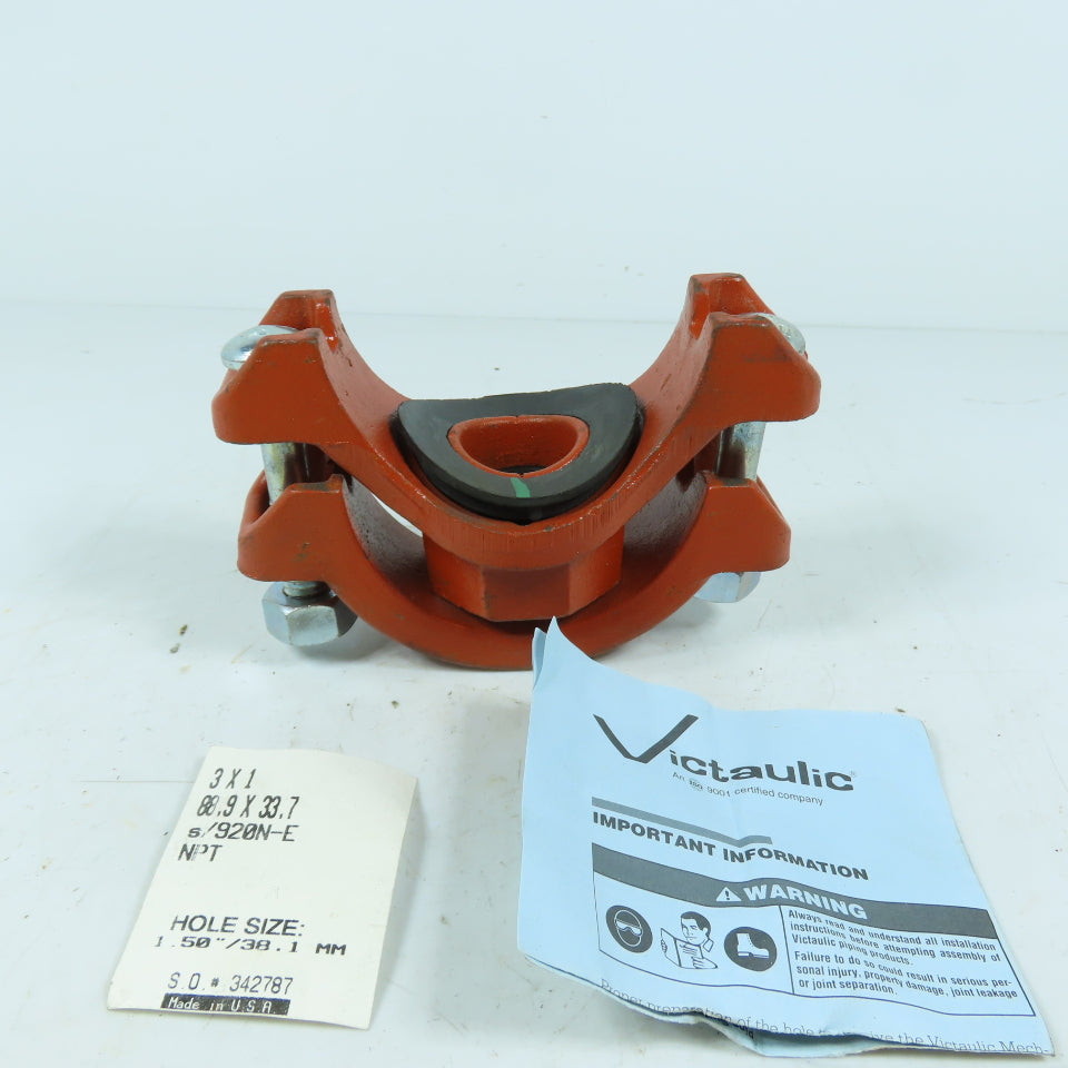 Victaulic 342787 S/920N-E Mechanical Tee Grooved 3 inch x 1 inch NPT