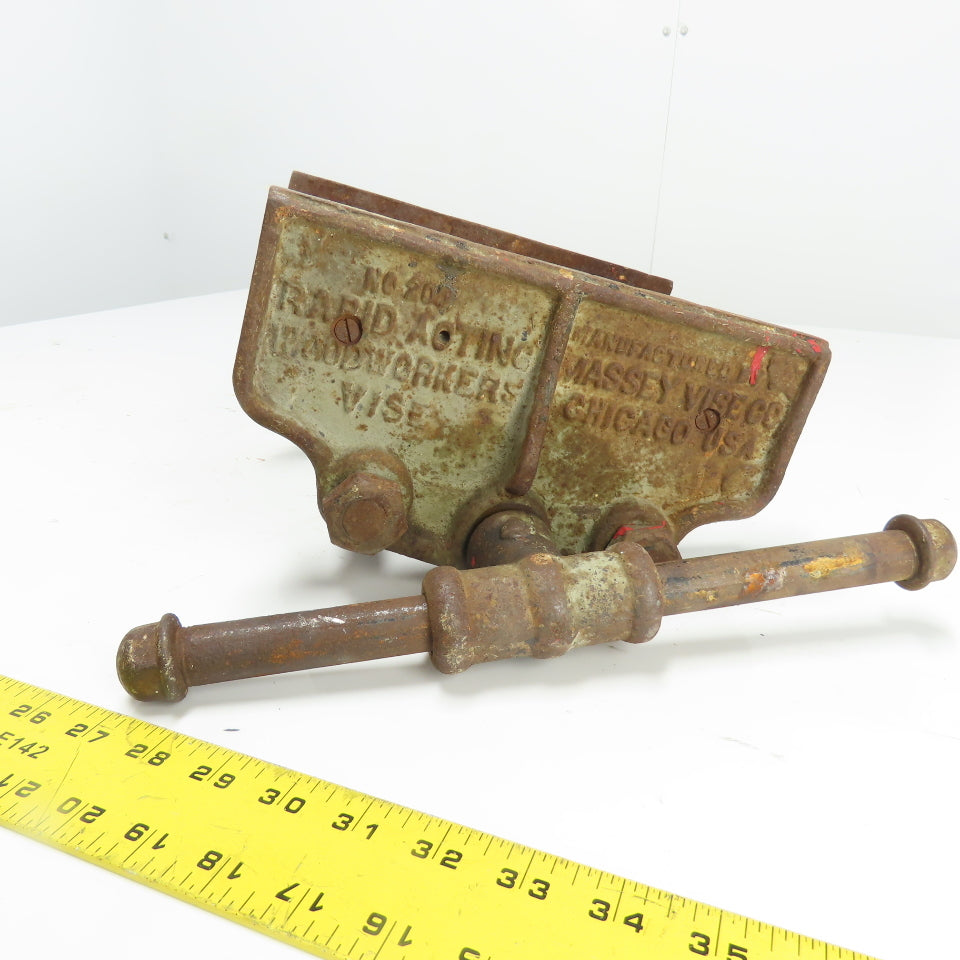 Massey Vise Co. NO. 200 10" Jaw Rapid Acting Woodworkers Vise Vintage USA