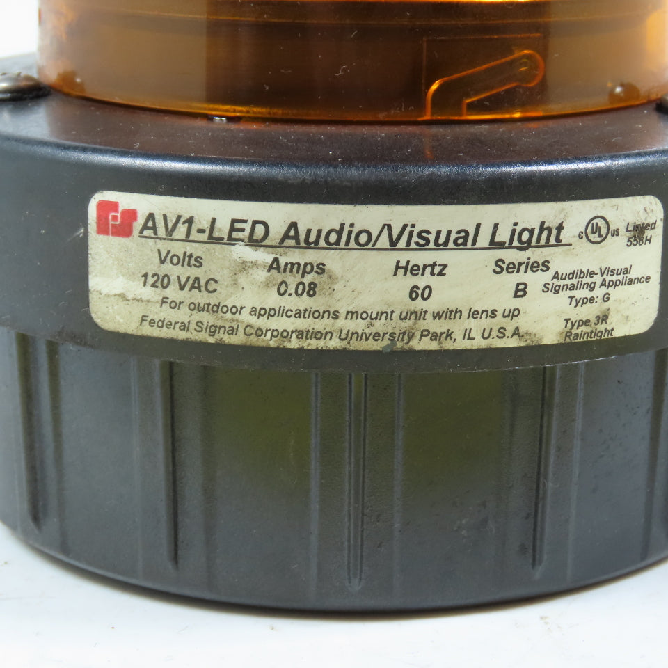 Federal Signal AV1-LED 120V LED Audio Visual Signal Light Amber