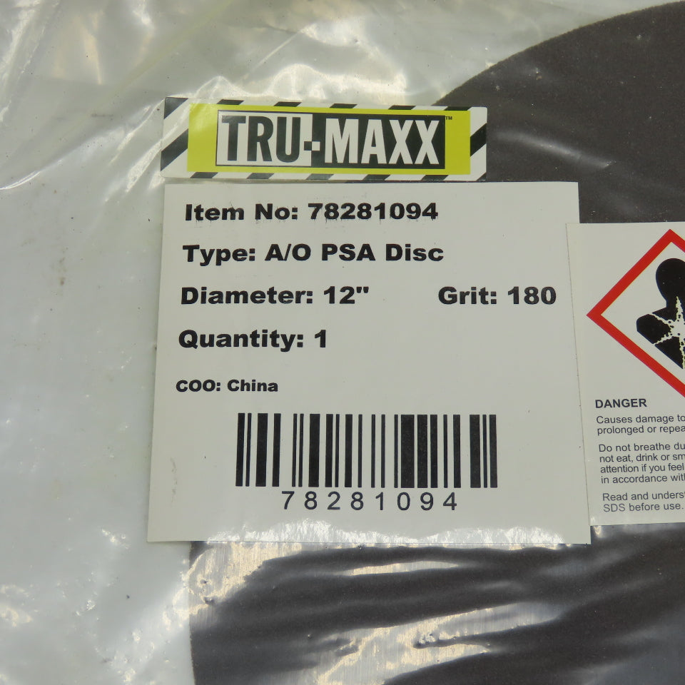 TRU-MAXX 78281094 12" 180 Grit A/O PSA Sanding Disc Lot Of 37