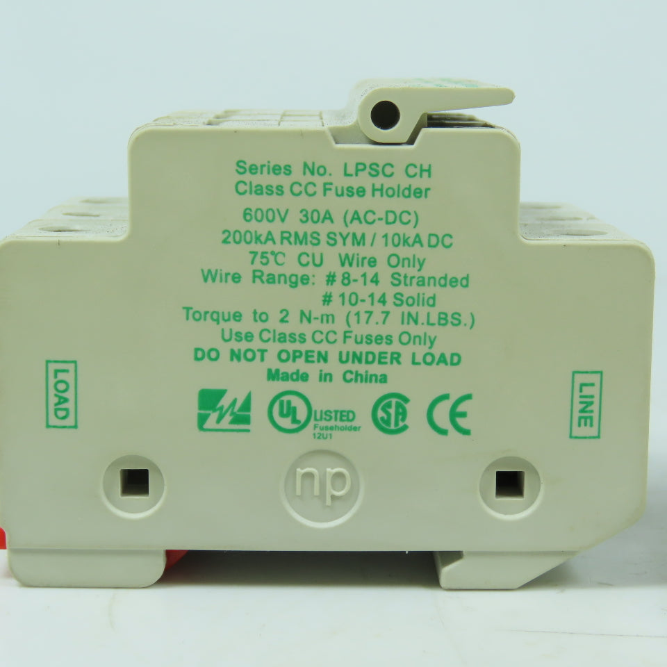 Littelfuse LPSC CH (2) 3-Pole (1) 2-Pole Class CC Fuse Holder 600V 30A DIN Rail