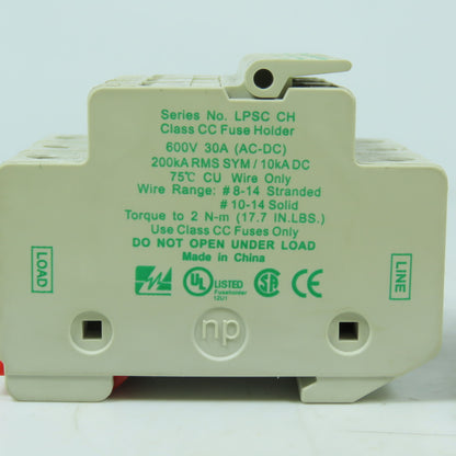 Littelfuse LPSC CH (2) 3-Pole (1) 2-Pole Class CC Fuse Holder 600V 30A DIN Rail