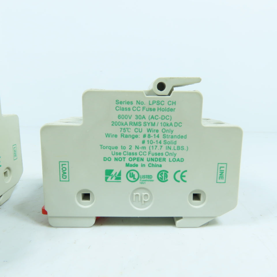 Littelfuse LPSC CH (2) 3-Pole (1) 2-Pole Class CC Fuse Holder 600V 30A DIN Rail