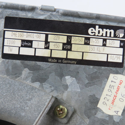 EBM D4E160-DA01-08 220V 1100RPM 3Ph 50/60Hz Centrifugal Blower
