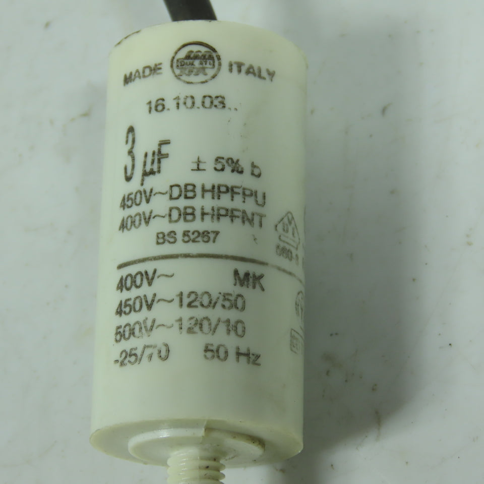 Ducati Energia 416.10.03.64 16.10.03 3uF 450VAC Motor Run Capacitor Stud Mount