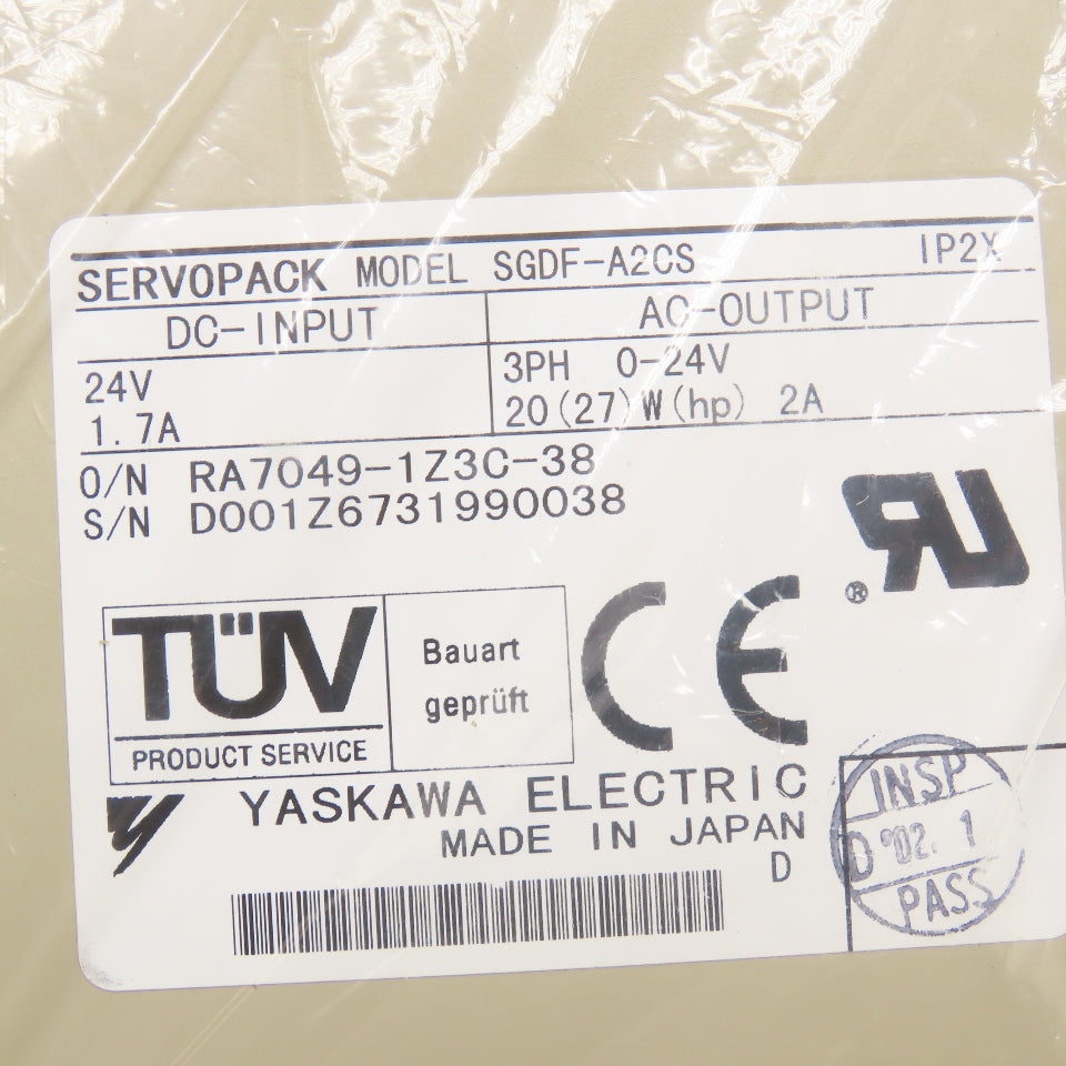 Yaskawa SGDF-A2CS Servopak 24VDC Input 3Ph 0-24VAC Output AC Servo Drive