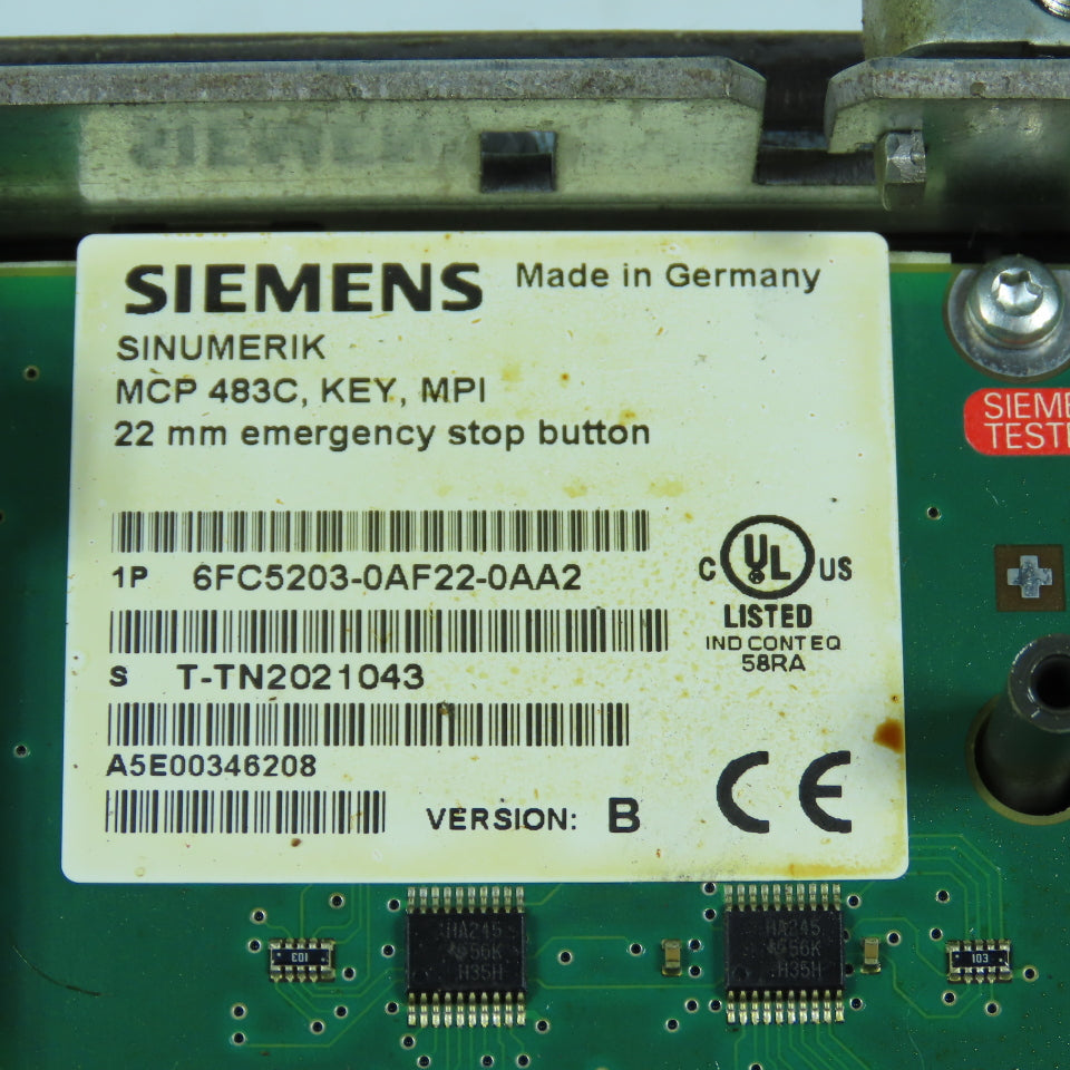 Siemens 6FC5203-0AF22-0AA2 Sinumerik MCP 483C Machine Control Panel MPI