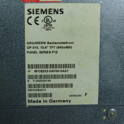 Siemens 6FC5203-0AF00-0AA1 HMI W/ 6FC5210-0DF22-2AA0