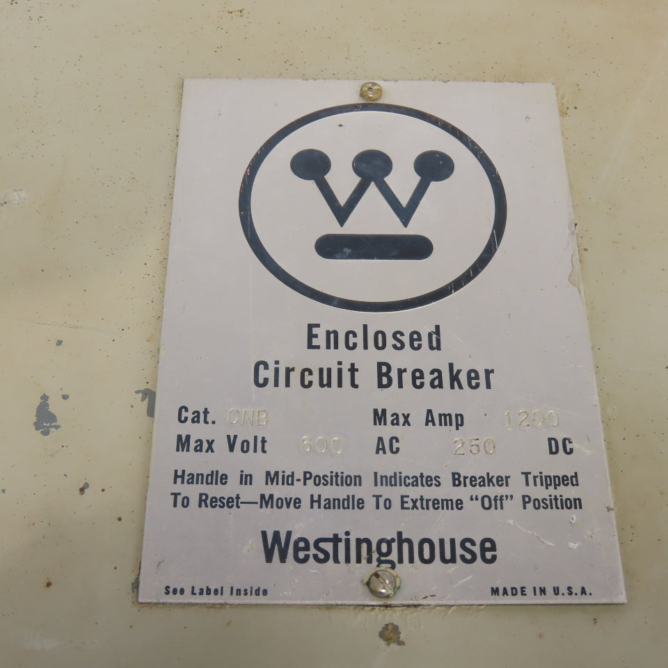 Westinghouse CNB 800A Circuit Breaker Safety Disconnect Switch 600VAC 250VDC