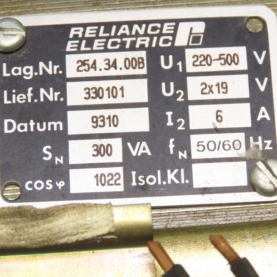 Reliance 254.34.00B 220-500V Pri 90V Sec Transformer Missing Terminal Block