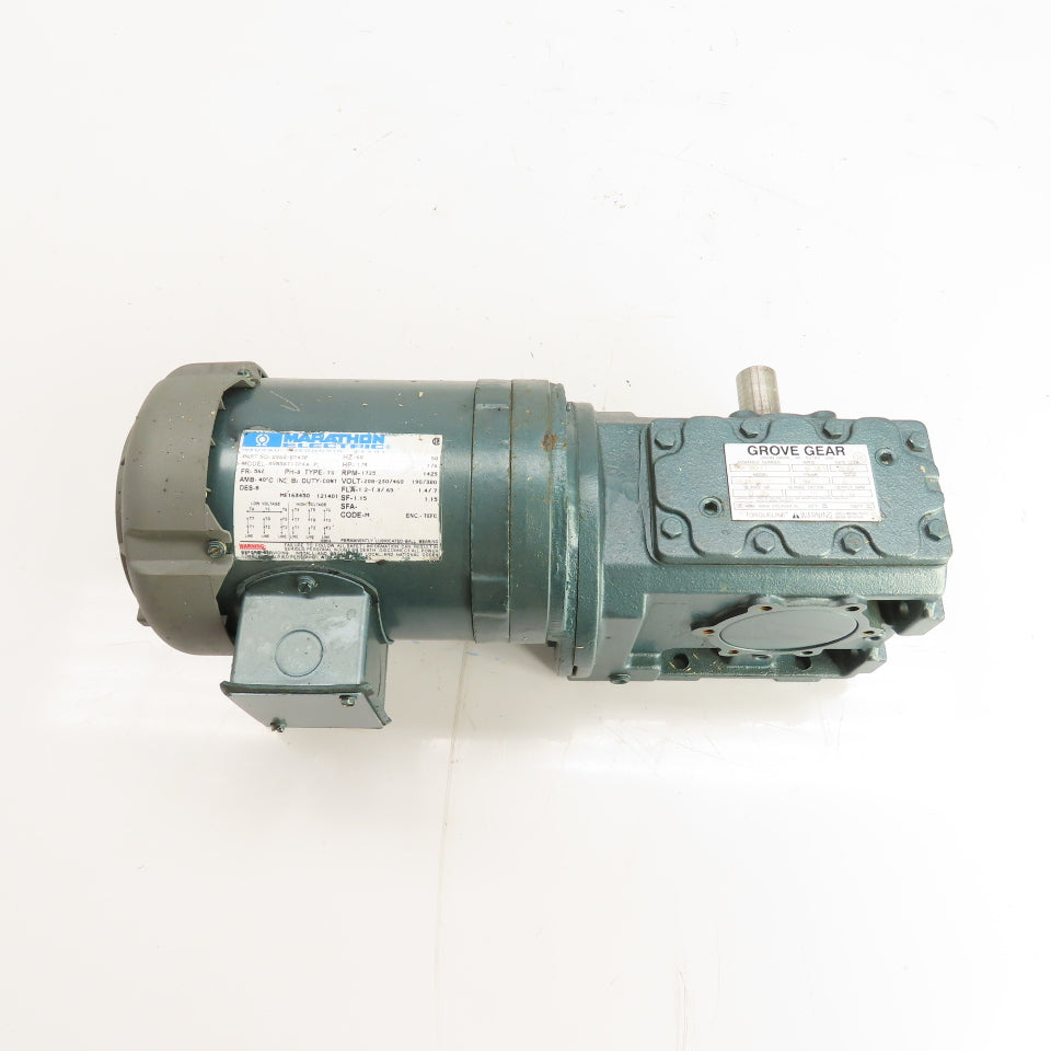 Grove Gear WGR1043 1/4HP Gearmotor 230.09:1 Ratio 7.6 RPM 1" Shaft 230/460V 3PH
