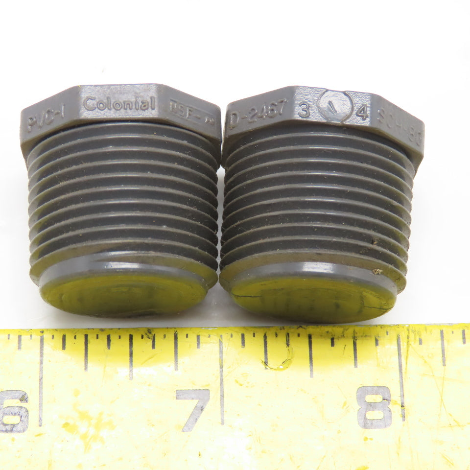 Colonial 3/4" Sch 80 PVC Hex Pipe Plug Lot Of 2
