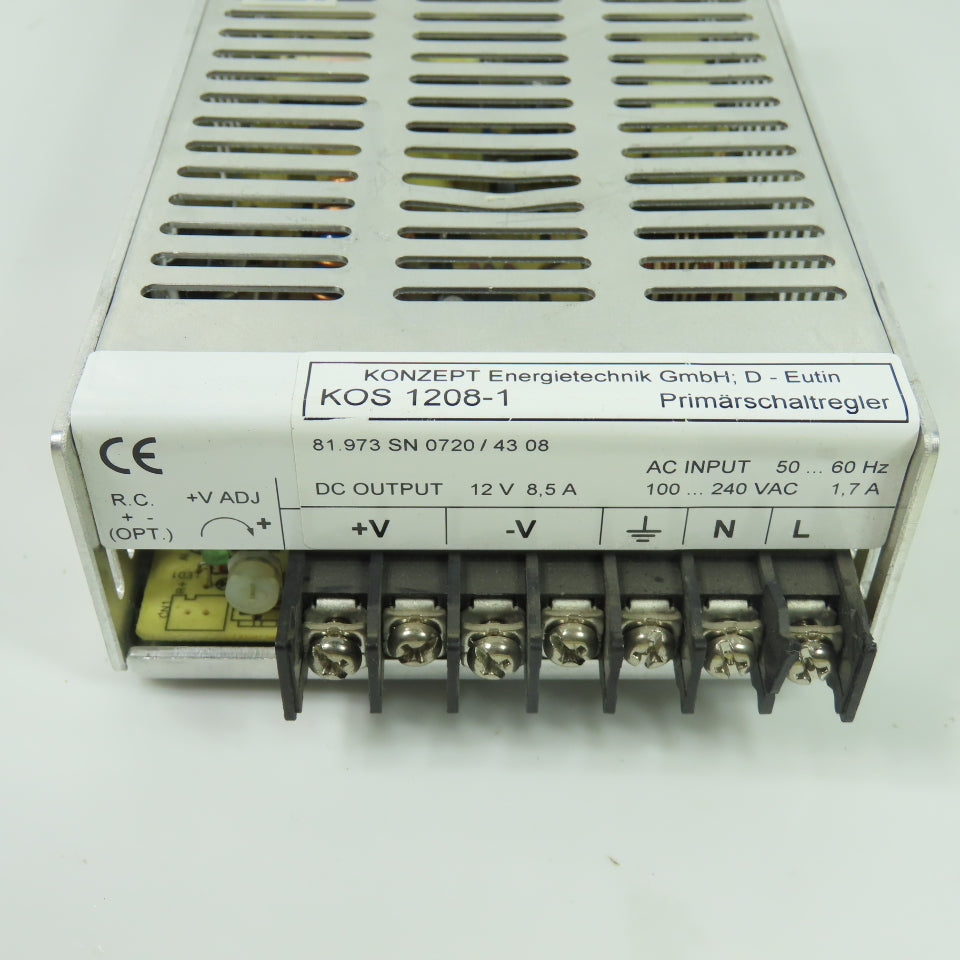 Konzept KOS 1208-1 DC Power Supply 12V 8.5A Output 100-240VAC Input