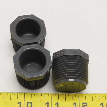 Colonial 1" NPT Sch 80 PVC Hex Plug Lot Of 3