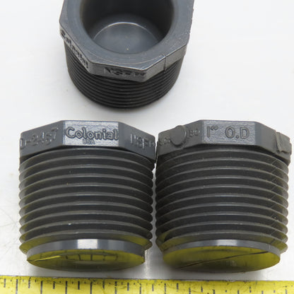 Colonial 1" NPT Sch 80 PVC Hex Plug Lot Of 3