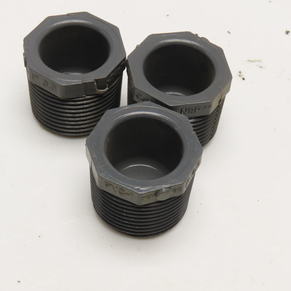 Colonial 1" NPT Sch 80 PVC Hex Plug Lot Of 3