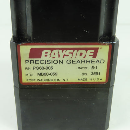 Bayside MB60-059 PG60-005 Precision Gearhead 5:1 Ratio