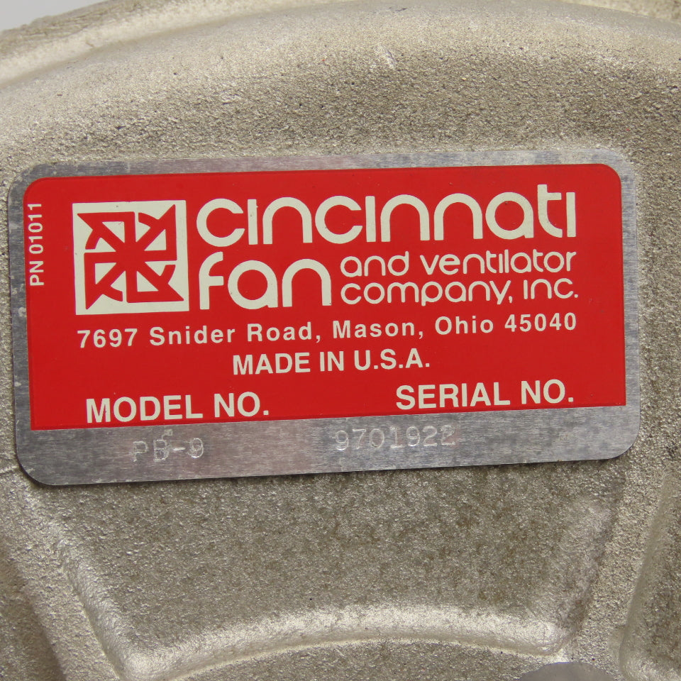 Cincinnati PB-9 Heat Exchanger From Conair CD-1000 W/ 1/2HP Pressure Blower Fan
