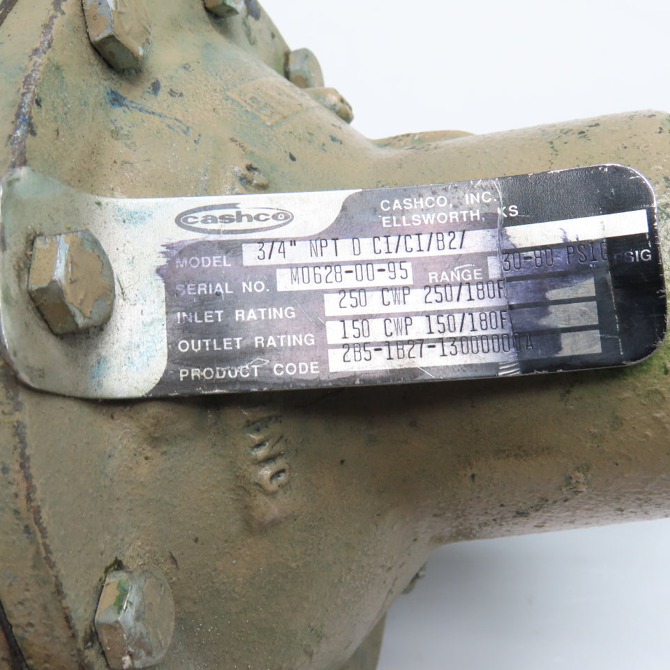Cashco 3/4" NPT S CI/CI/B27 Pressure Regulating Valve