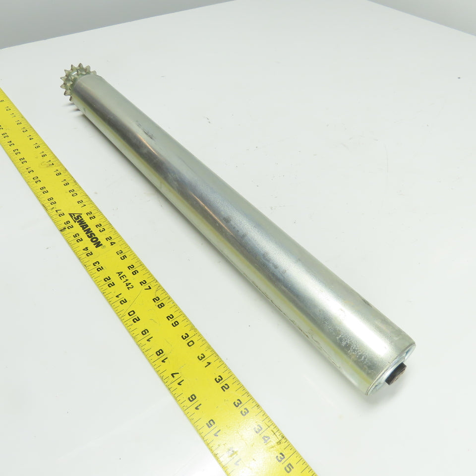 Damon 2.35" OD x 22" Face Double Sprocket Driven Steel Conveyor Roller 24" BF