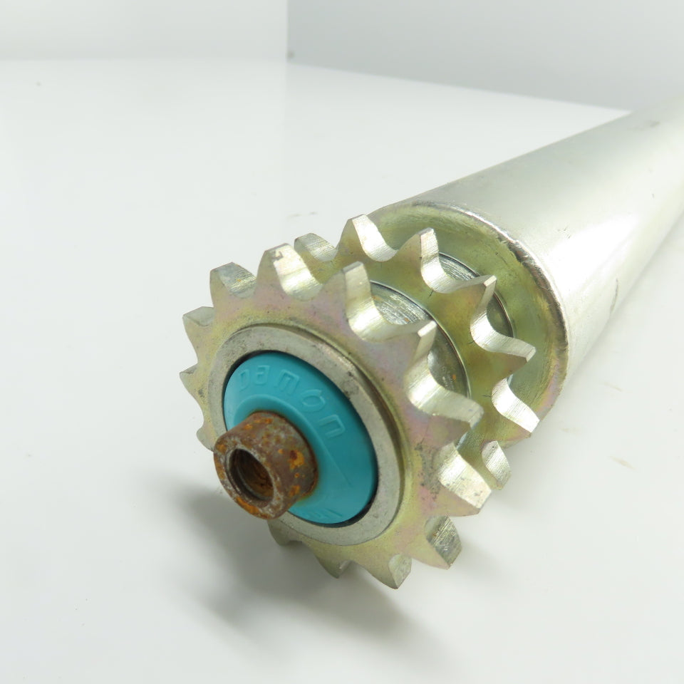 Damon 2.35" OD x 22" Face Double Sprocket Driven Steel Conveyor Roller 24" BF