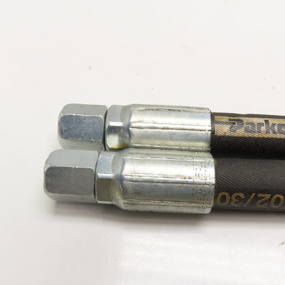 Parker 3/8" (-6) JIC Flare Female Swivel Fitted Hydraulic Hoses 18" & 16" lot/2