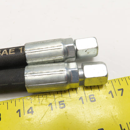 Parker 3/8" (-6) JIC Flare Female Swivel Fitted Hydraulic Hoses 18" & 16" lot/2