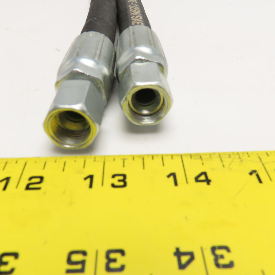 Parker 3/8" (-6) JIC Flare Female Swivel Fitted Hydraulic Hoses 18" & 16" lot/2