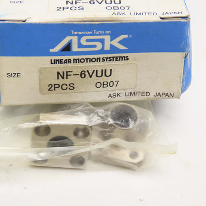 ASK NF-6VUU 6mm Square Ball Bearing Rail Flange Set Of 2