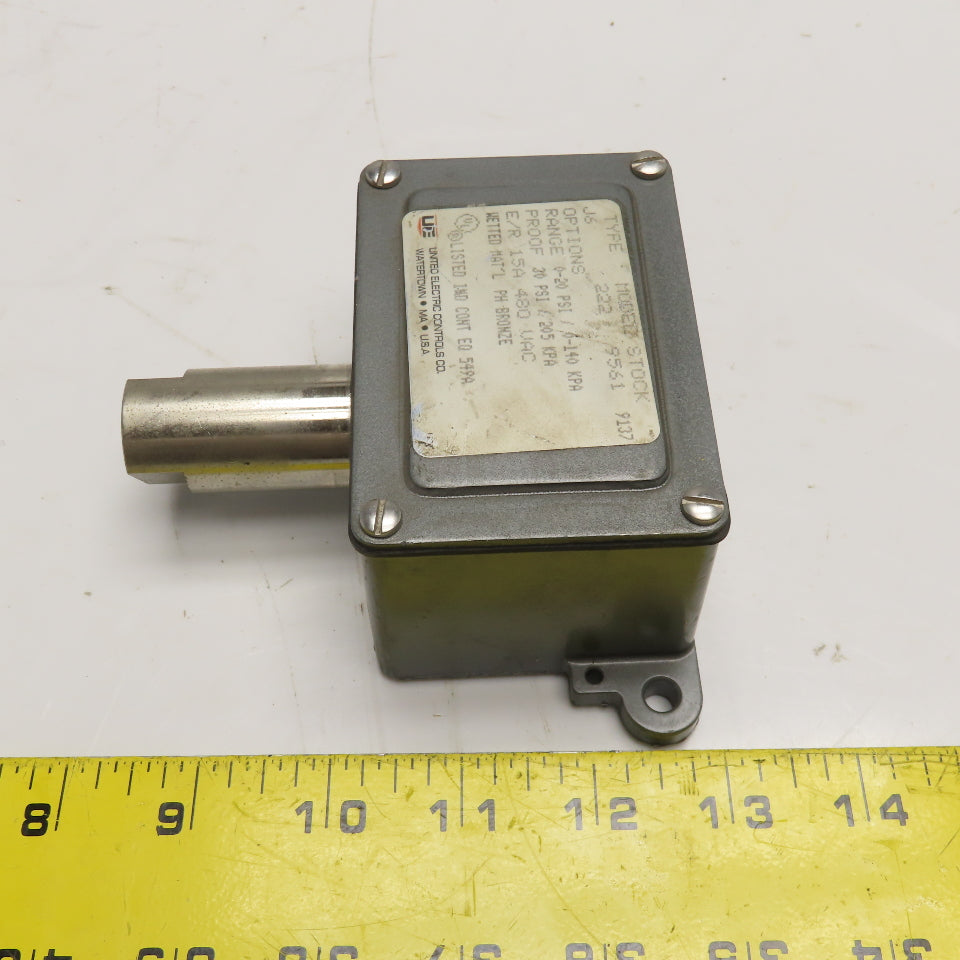 United Electric Controls J6 222 9561 Pressure Switch 0-20 PSI 480V 1/4" NPT