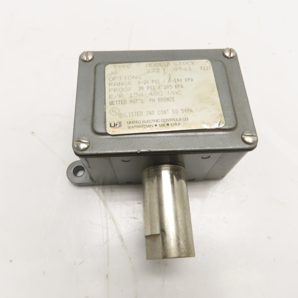 United Electric Controls J6 222 9561 Pressure Switch 0-20 PSI 480V 1/4" NPT