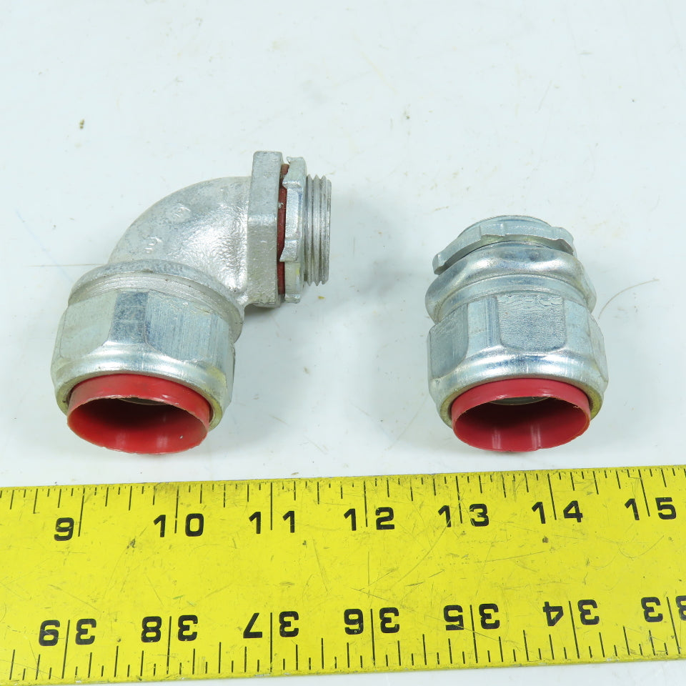 Thomas & Betts 1-1/4" Liquid Tight Connectors Straight & 90 Degree Lot of 2