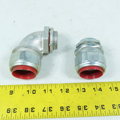 Thomas & Betts 1-1/4" Liquid Tight Connectors Straight & 90 Degree Lot of 2