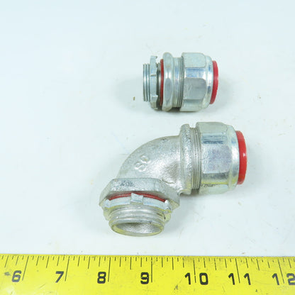 Thomas & Betts 1-1/4" Liquid Tight Connectors Straight & 90 Degree Lot of 2