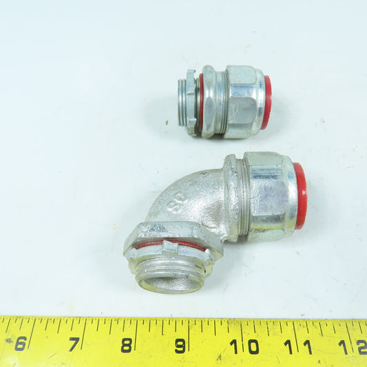 Thomas & Betts 1-1/4" Liquid Tight Connectors Straight & 90 Degree Lot of 2
