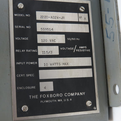 Foxboro Balsbaugh 2220-A02W-JR 120VAC pH Monitor High/Low Alarm