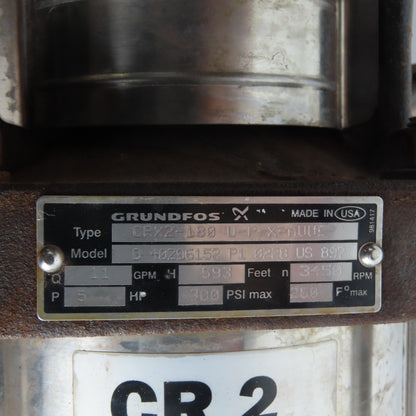 Grundfos CR2-180 U-P-X-AUUE 5HP Vertical Multistage Centrifugal Pump 11GPM 593ft