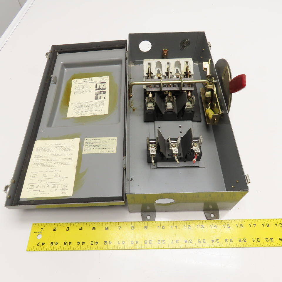 Westinghouse JHF361 600VAC 20Hp 3Ph 3 Pole Fused Safety Disconnect Switch