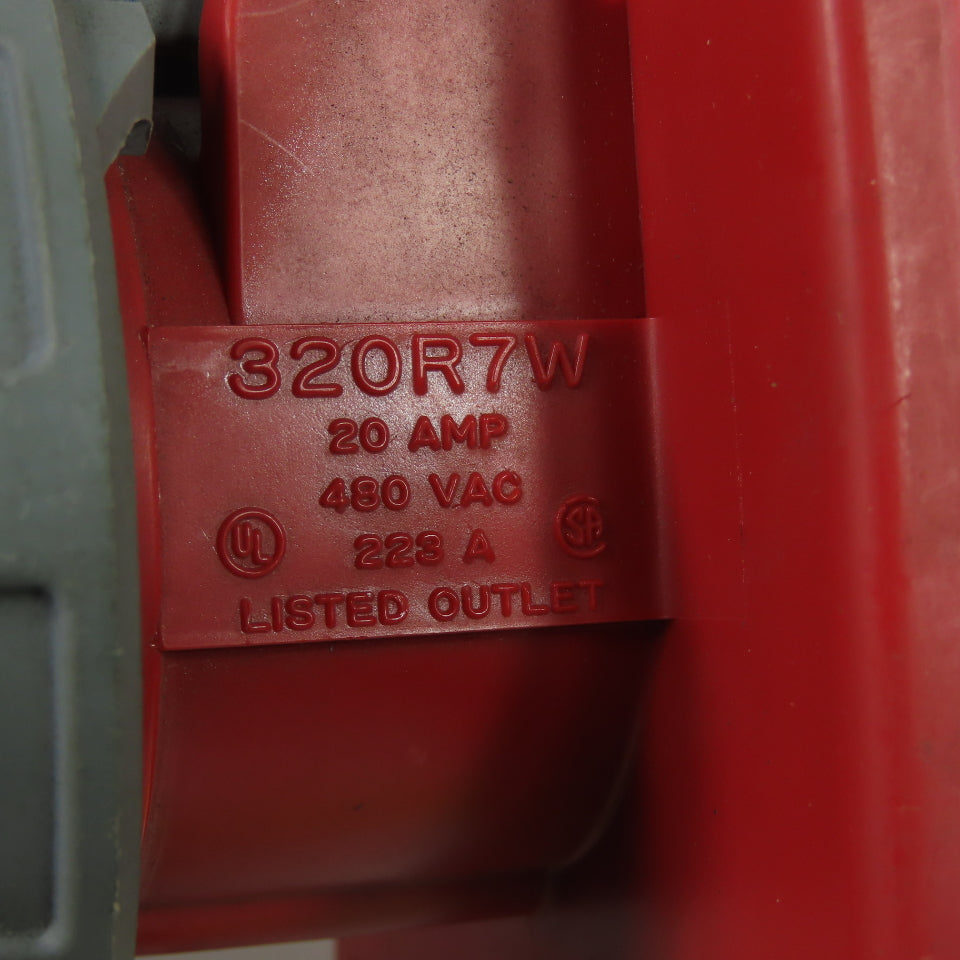 Hubbell 320R7W Hubbell 320R7W Watertight Safety-Shroud Receptacle 20A 480VAC 3Ph