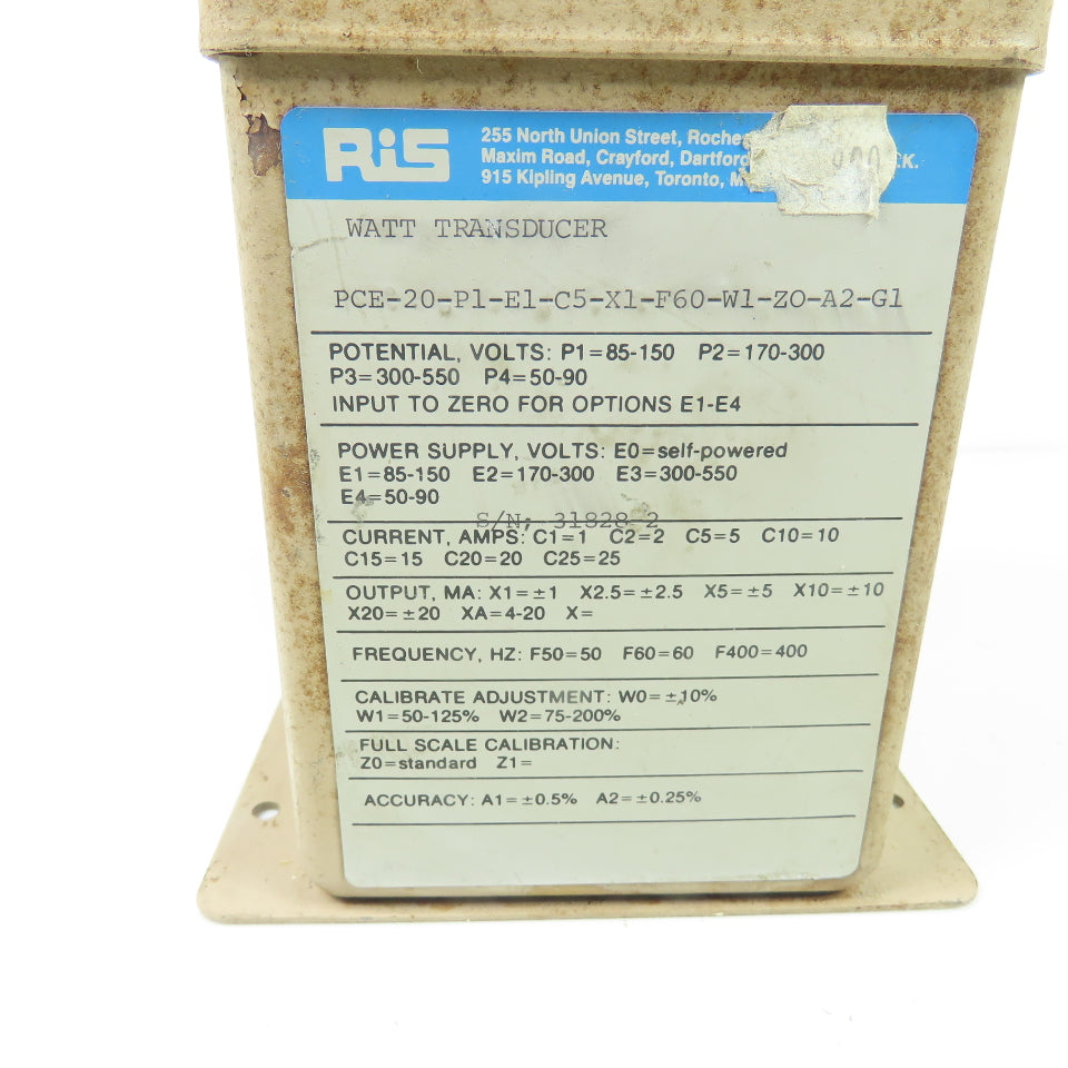 RiS PCE-20 Watt Transducer PCE-20-P1-E1-C5-X1-F60-W1-ZO-A2-G1