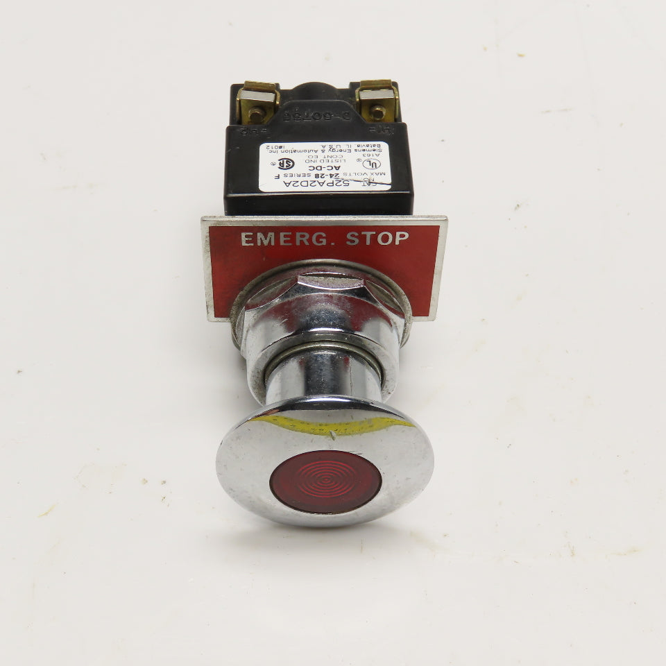 Siemens 52PA2D2A Push Pull Illuminated Emergency Stop Switch 24/28V AC/DC