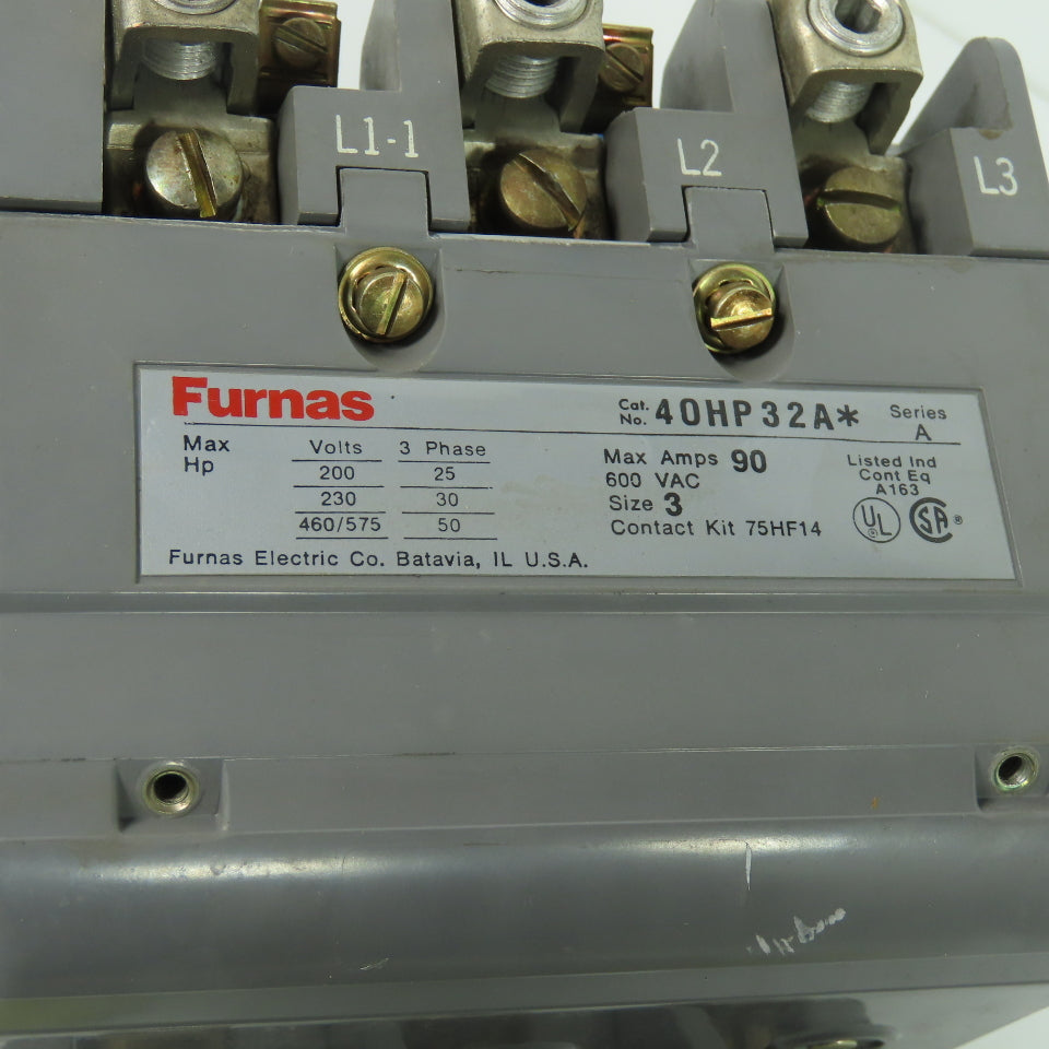 Furnas 40HP32A* 90A NEMA Size 3 Magnetic Contactor 600VAC 3-Pole