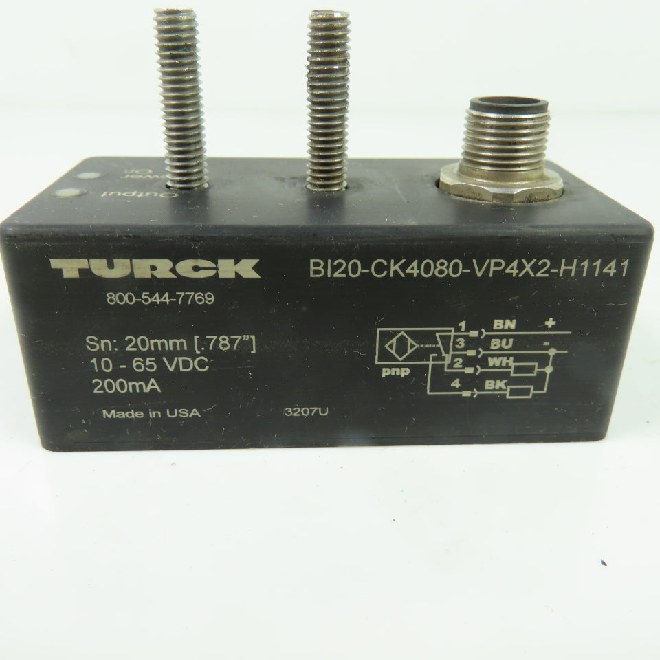 Turck BI20-CK4080-VP4X2-H1141 Inductive Proximity Sensor 10-65VDC 200mA PNP