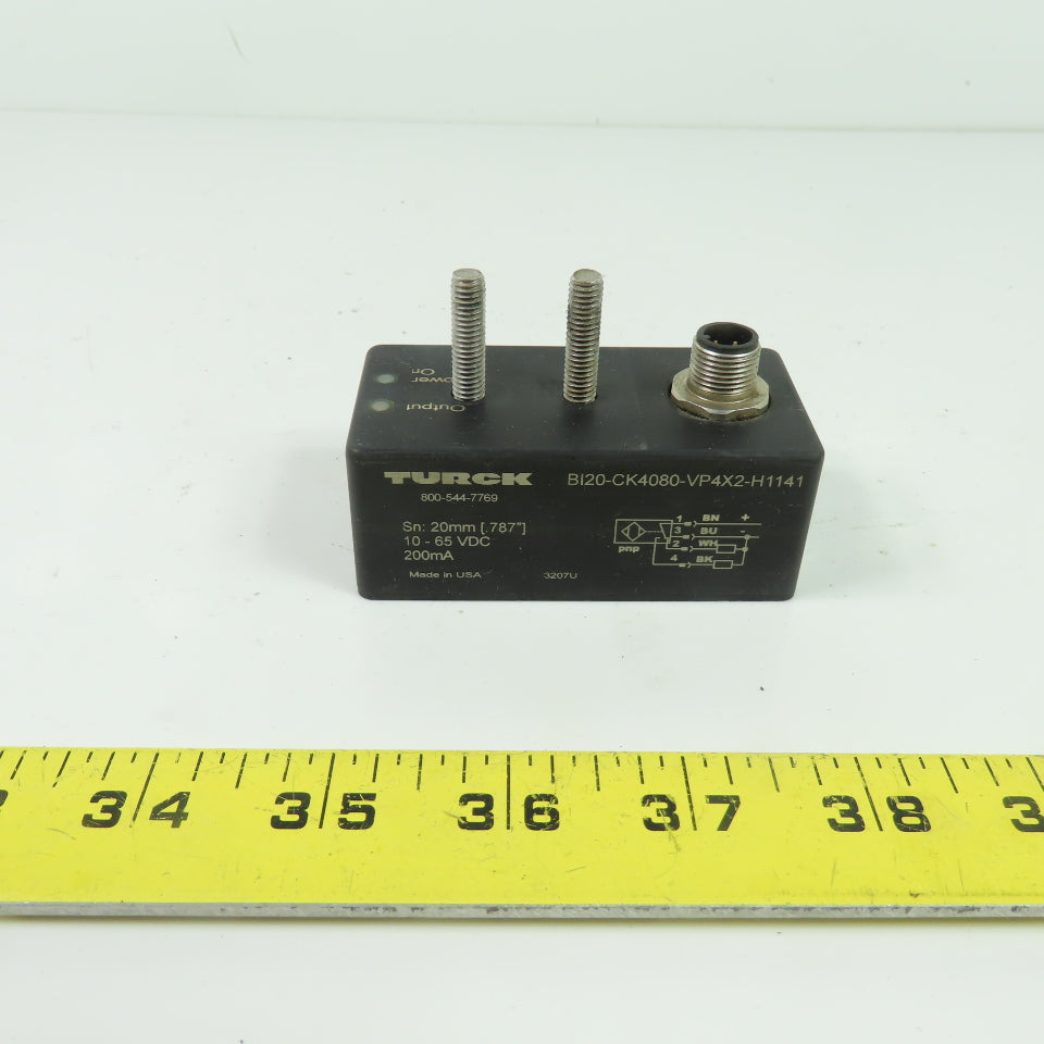 Turck BI20-CK4080-VP4X2-H1141 Inductive Proximity Sensor 10-65VDC 200mA PNP
