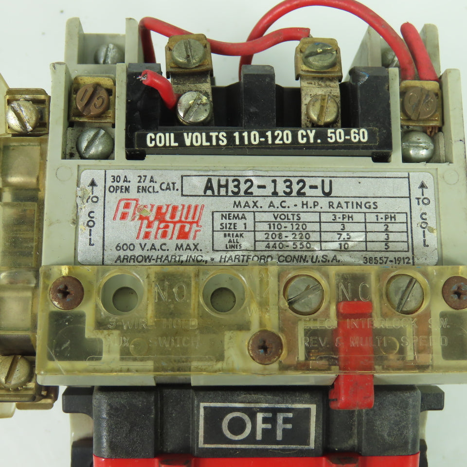Arrow Hart AH32-132-U 27A NEMA Size 1 3-Pole Motor Starter 600VAC
