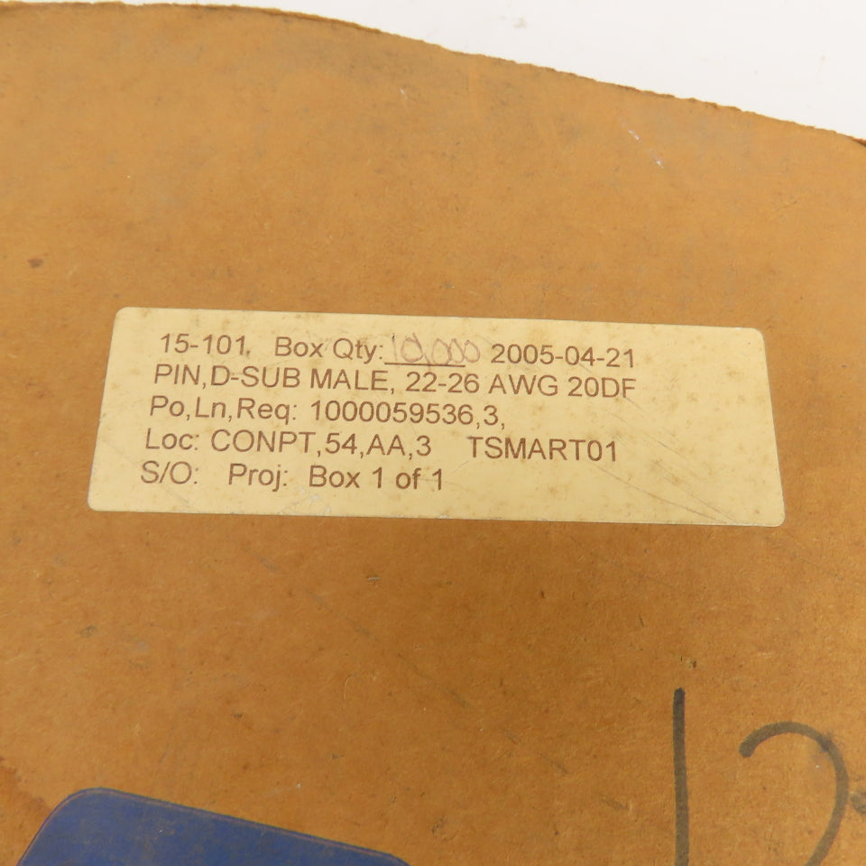 Tyco Electronics 1-745254-4 Reel of 5,000 D-Sub Male Crimp Pins 22-26 AWG 20DF