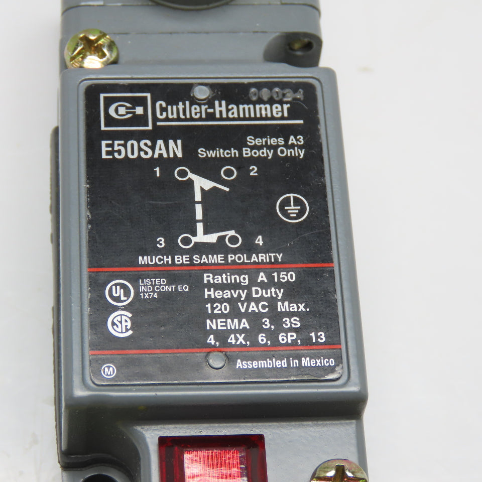 Cutler Hammer E50SAN 120VAC Roller Plunger Limit Switch NOS